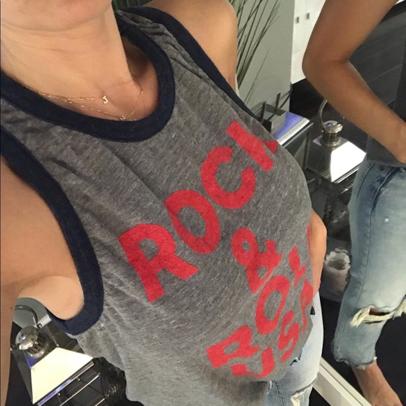 CHASER gray Rock & Roll USA racer back tank top M - Picture 2 of 5